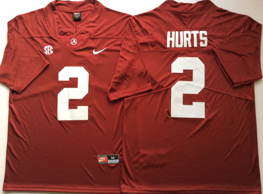 Men Alabama Crimson Tide #2 Hurts Red Nike NCAA Jerseys->ncaa teams->NCAA Jersey